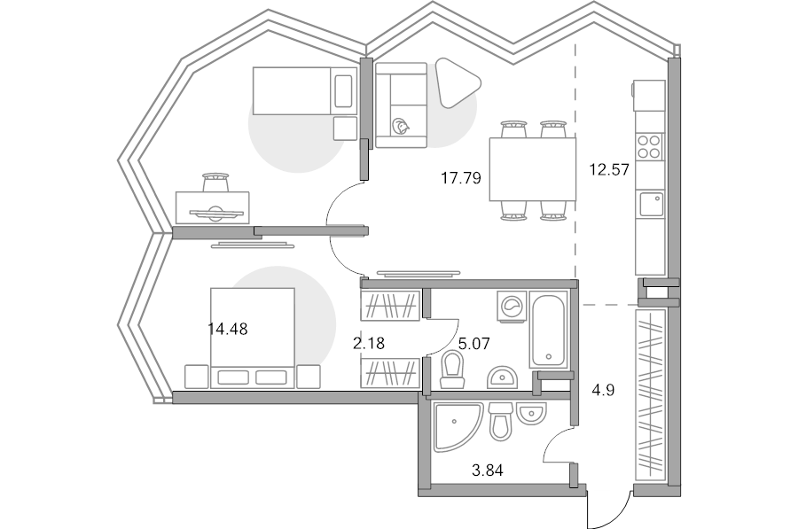 3 ккв (Евро) 75 м²