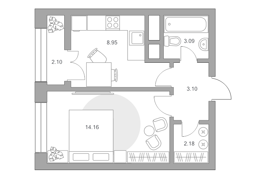 1 ккв 33,6 м²