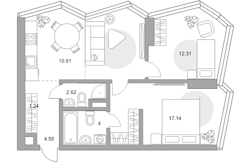 3 ккв (Евро) 63,4 м²