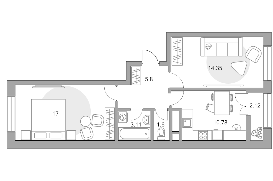 2 ккв 54,8 м²
