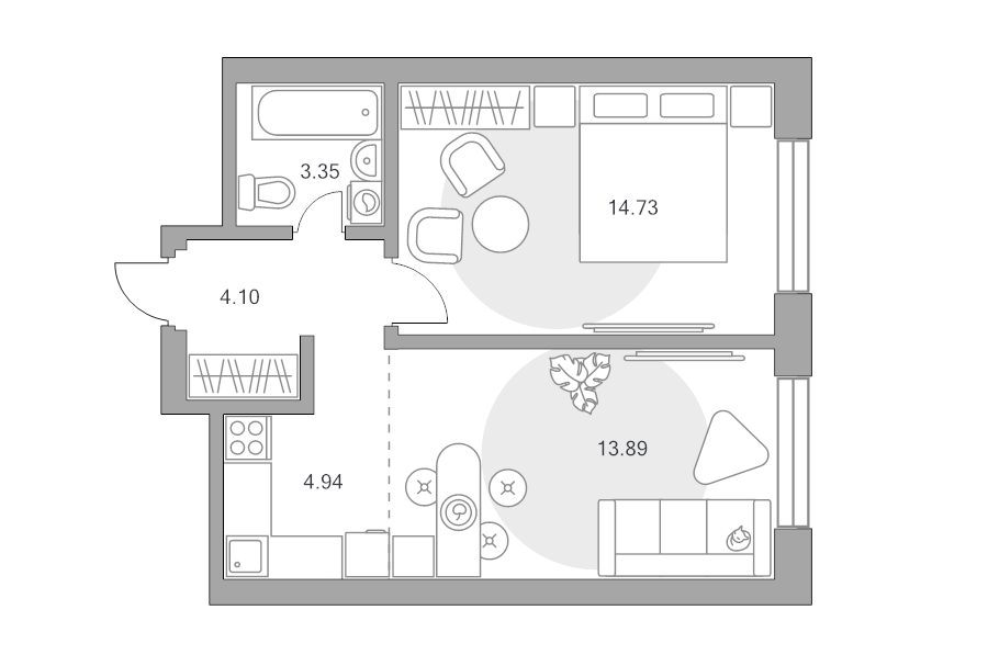 2 ккв (Евро) 41 м²
