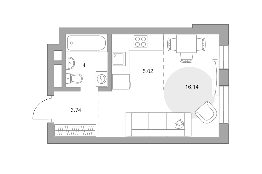 Студия 28,9 м²