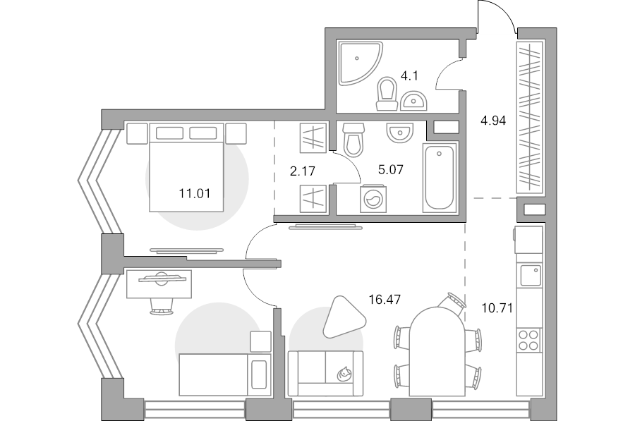 3 ккв (Евро) 66,8 м²