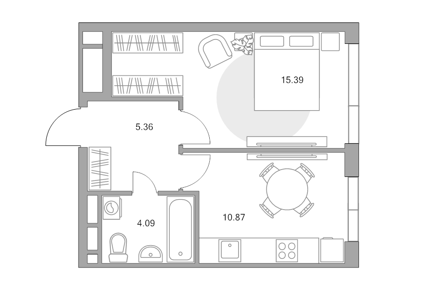 1 ккв 35,7 м²