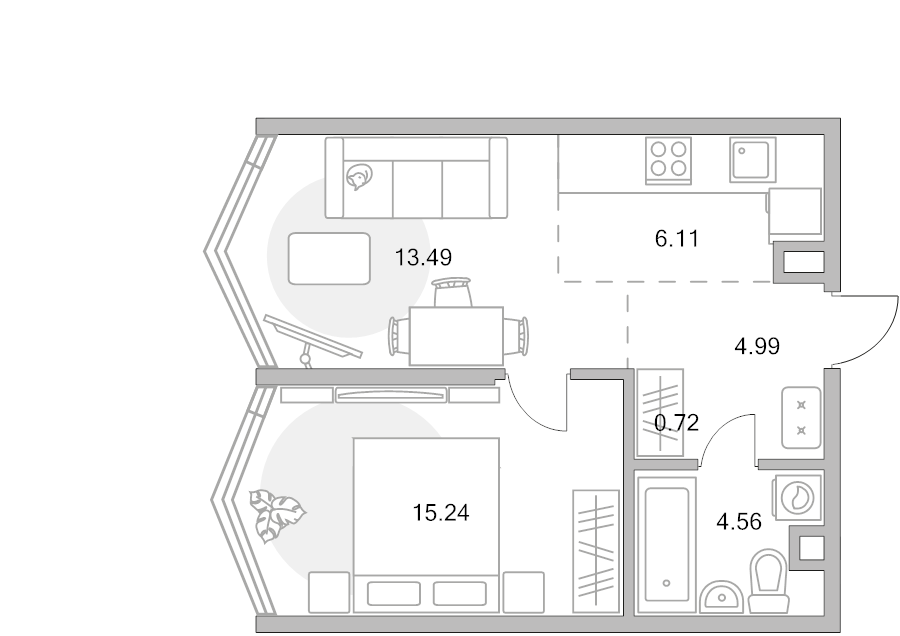 2 ккв (Евро) 45,1 м²