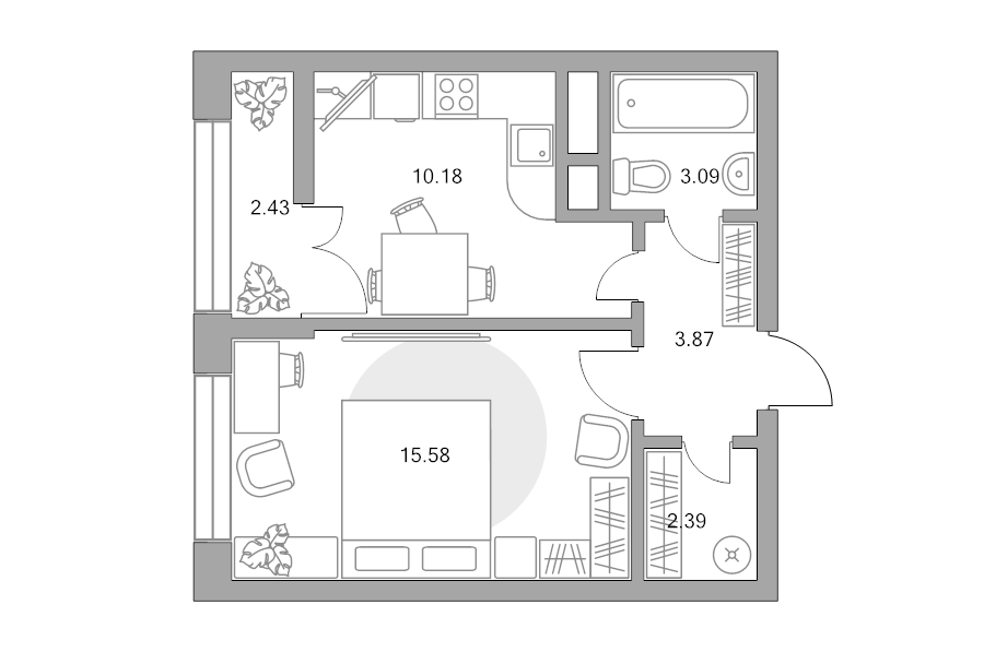 1 ккв 37,5 м²