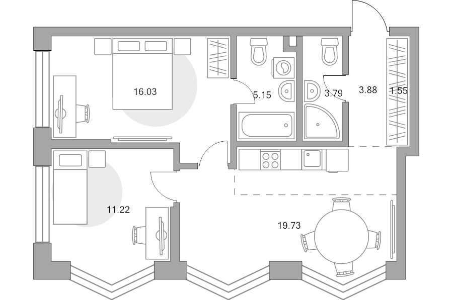 3 ккв (Евро) 61,4 м²
