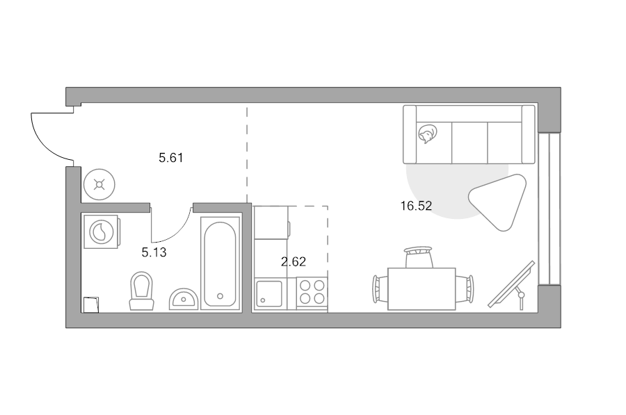 Студия 29,9 м²