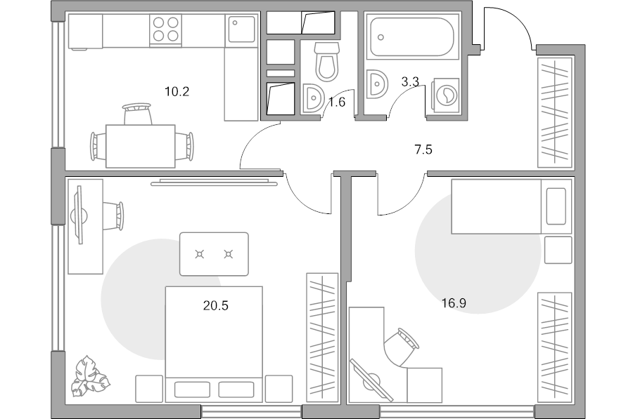 2 ккв 60 м²