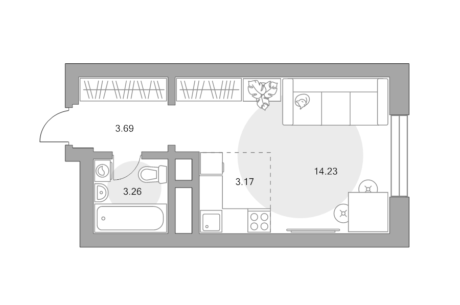 Студия 24,4 м²
