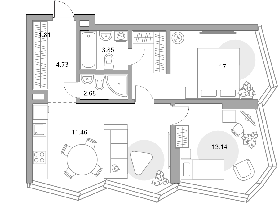 3 ккв (Евро) 65,6 м²