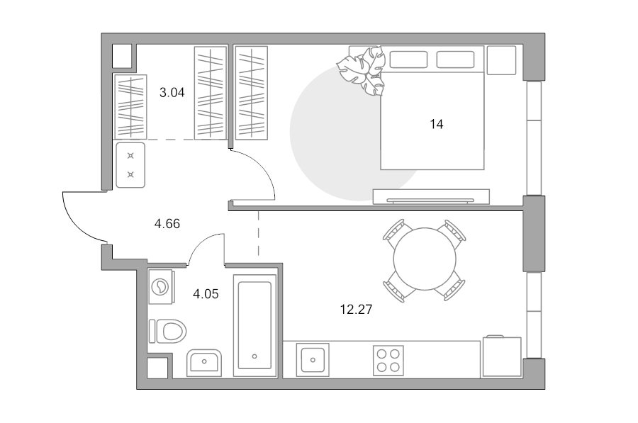 1 ккв 38 м²