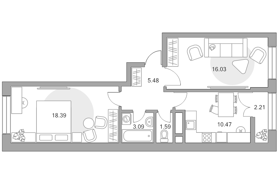 2 ккв 57,3 м²
