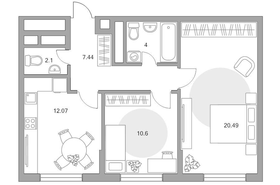 2 ккв 56,7 м²