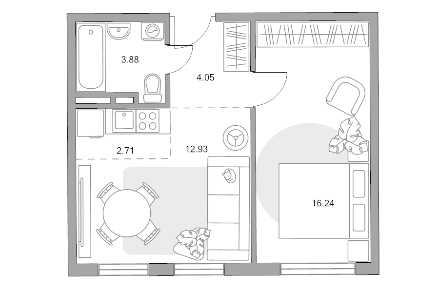 2 ккв (Евро) 39,8 м²