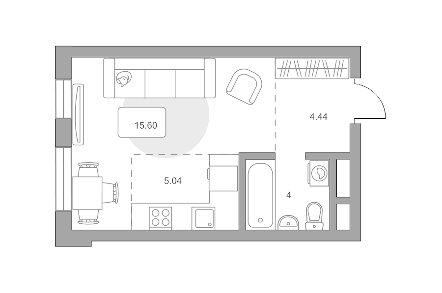 Студия 29,1 м²