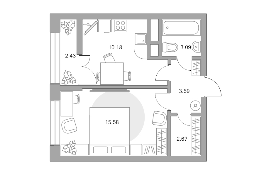 1 ккв 37,5 м²