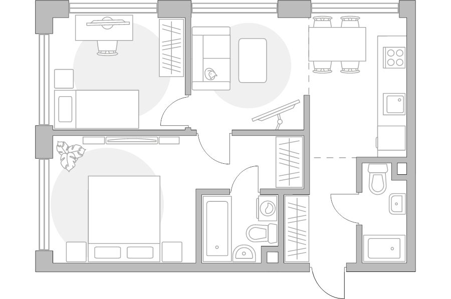 3 ккв (Евро) 55,5 м²