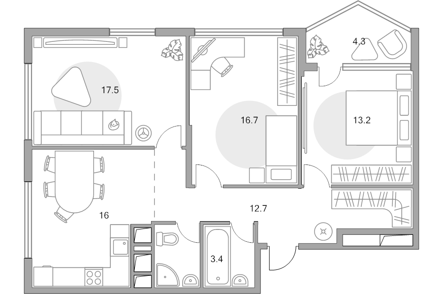 4 ккв (Евро) 86,9 м²