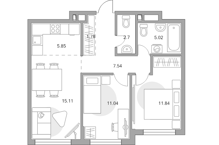 3 ккв (Евро) 60,9 м²