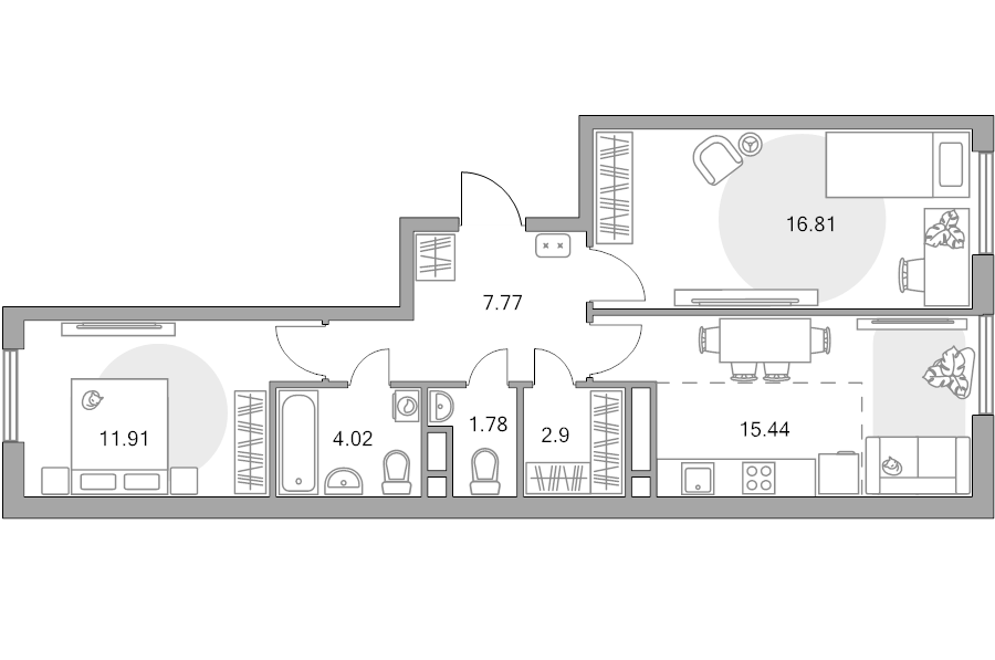 3 ккв (Евро) 60,6 м²