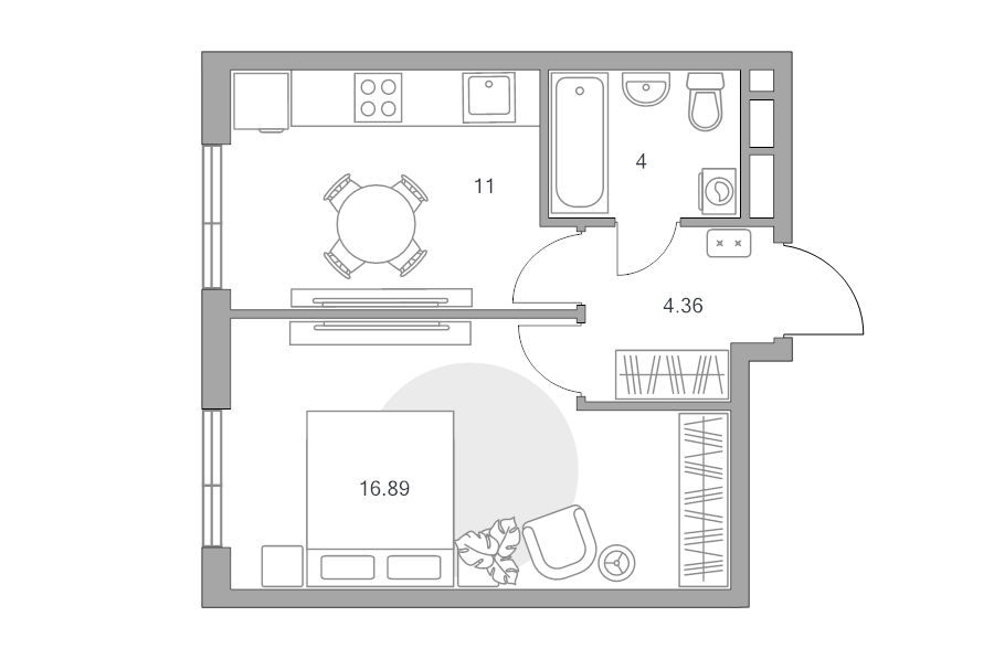 1 ккв 36,3 м²