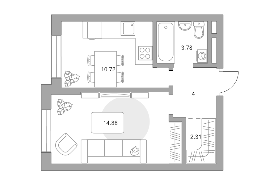 1 ккв 35,7 м²