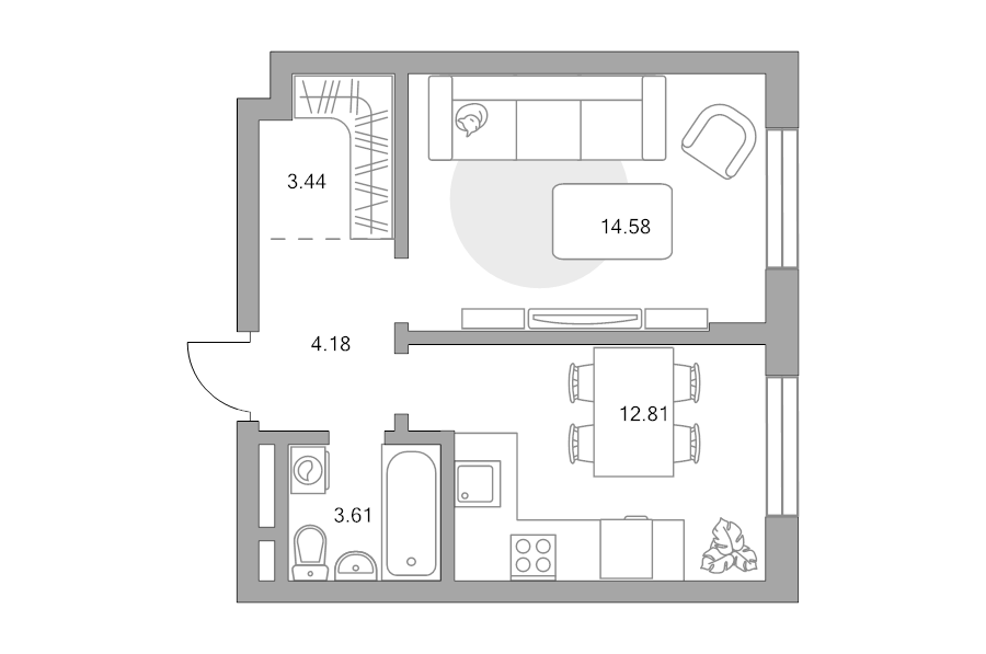 1 ккв 38,6 м²