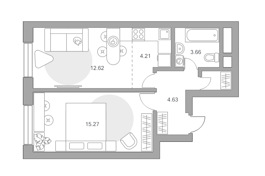 2 ккв (Евро) 41,9 м²