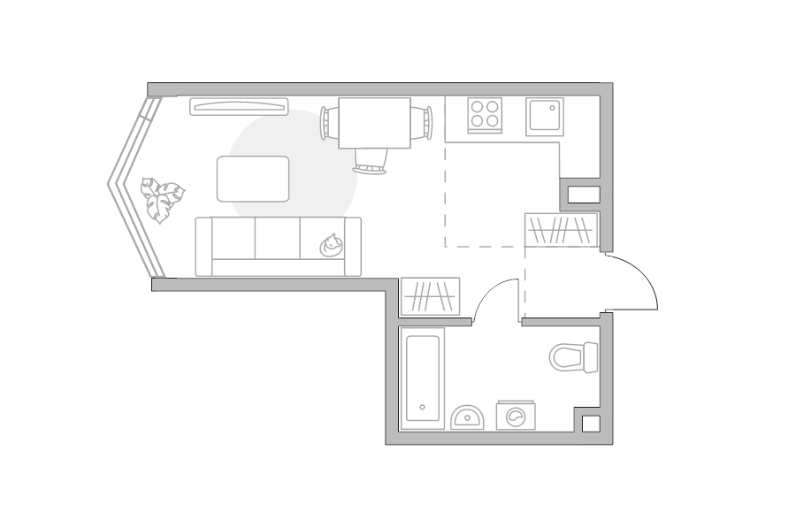 Студия 30 м²