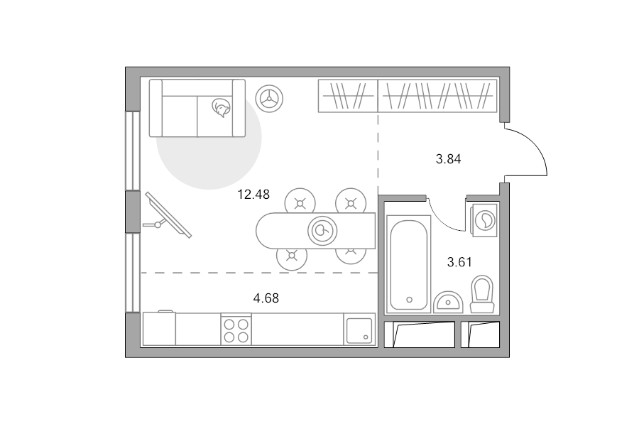 Студия 24,6 м²