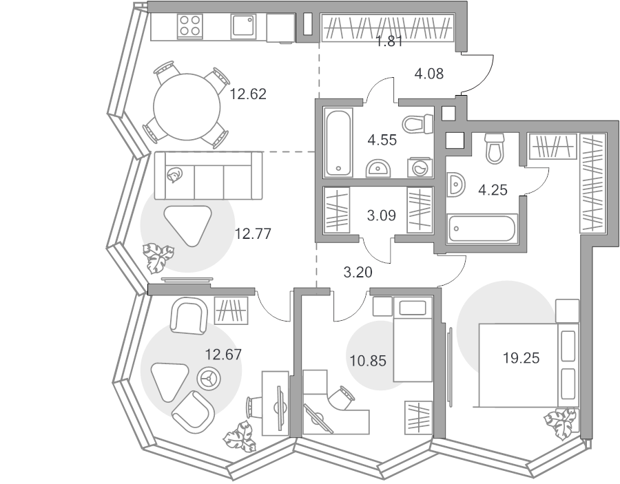 4 ккв (Евро) 89,1 м²