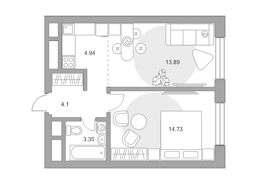 2 ккв (Евро) 41 м²