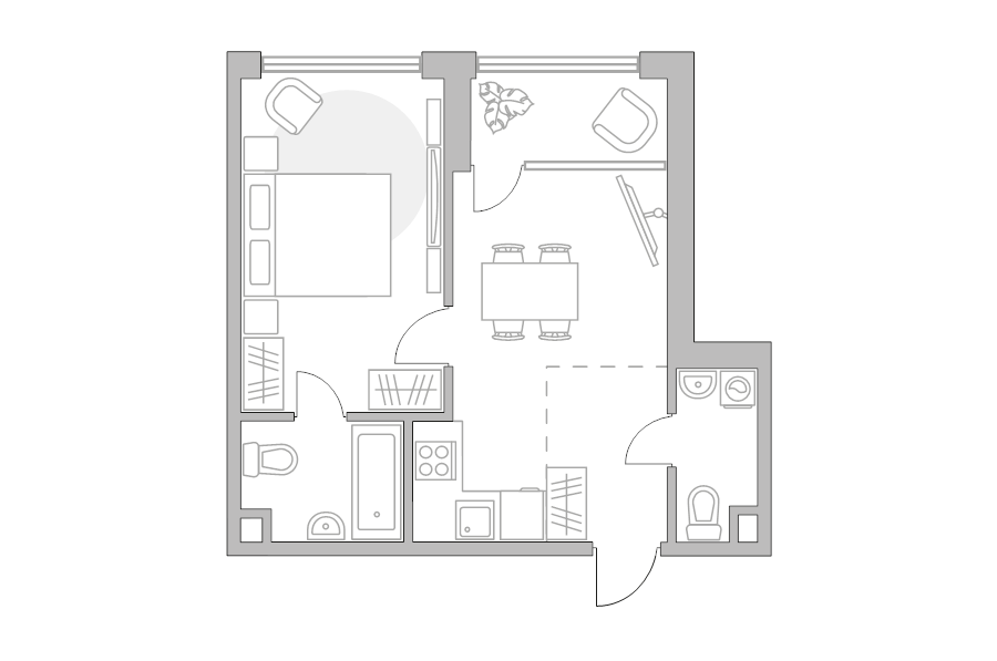 2 ккв (Евро) 44 м²