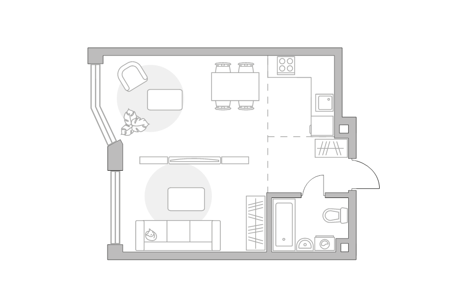 Студия 42,3 м²