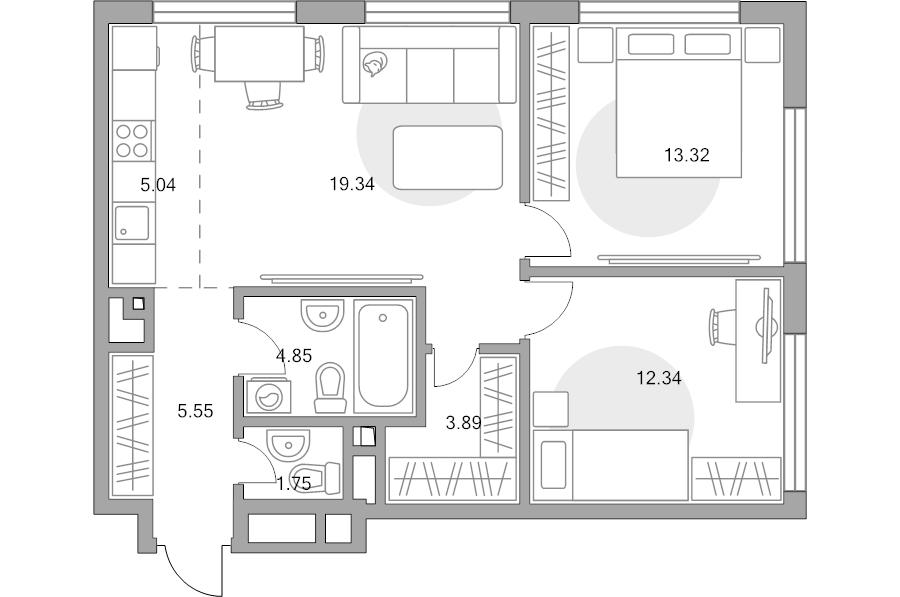 3 ккв (Евро) 66,1 м²