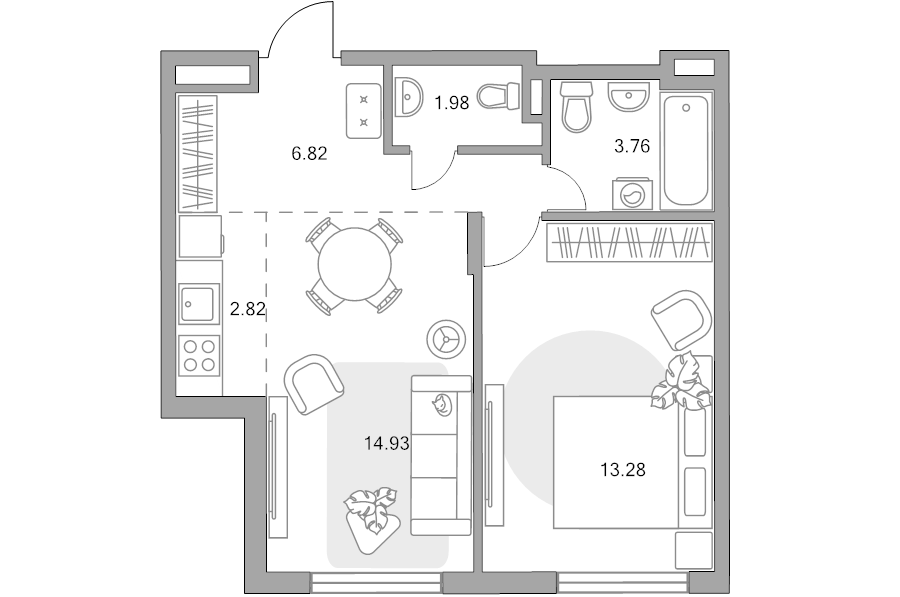 2 ккв (Евро) 43,6 м²