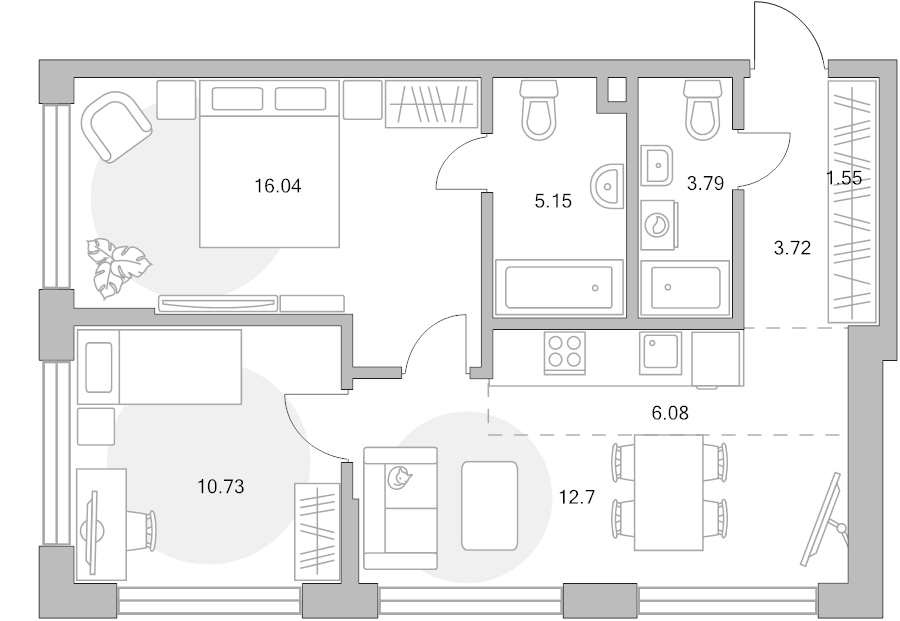 3 ккв (Евро) 59,8 м²