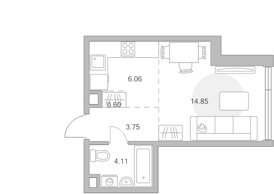 Студия 29,4 м²