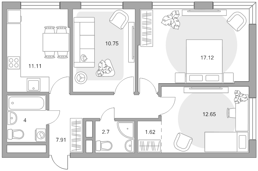 3 ккв 67,9 м²