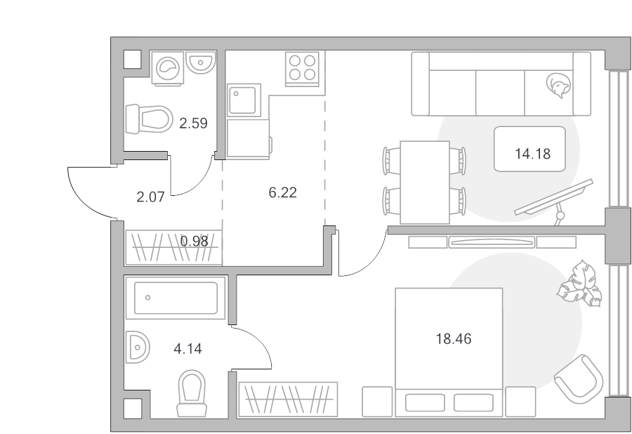 2 ккв (Евро) 48,6 м²