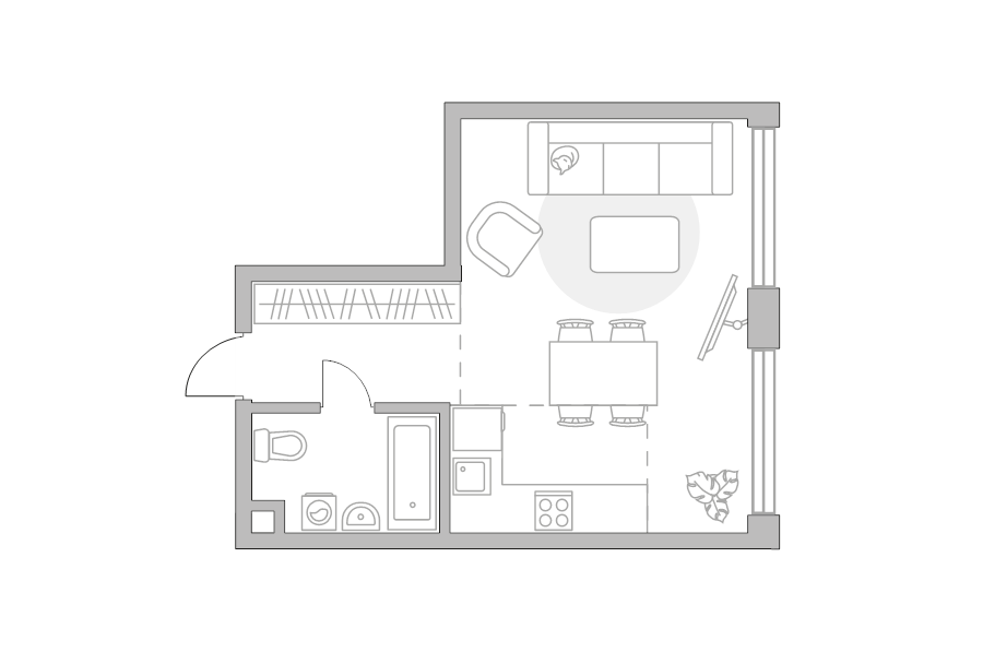 Студия 33,5 м²