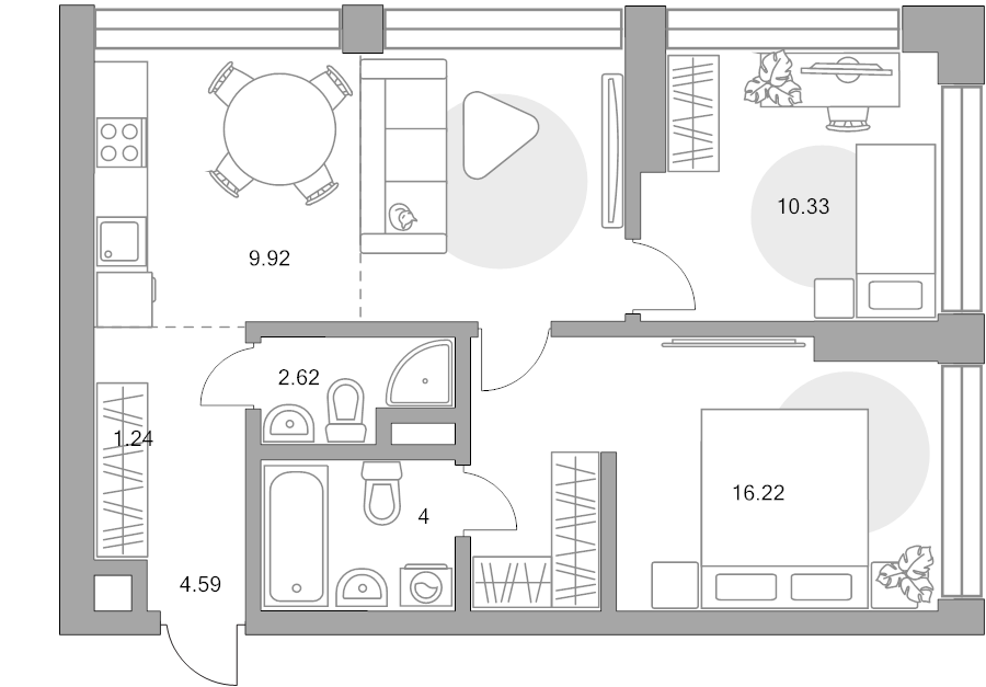 3 ккв (Евро) 58,5 м²
