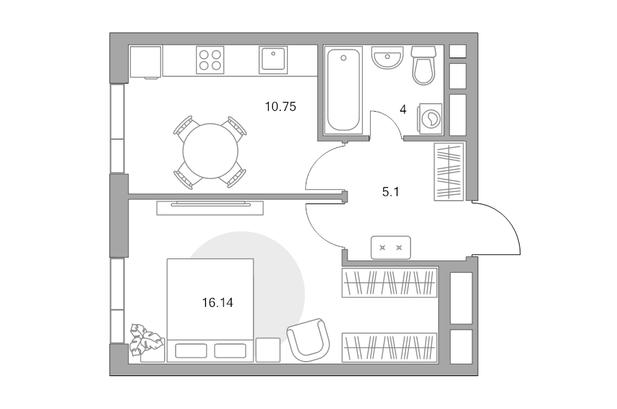 1 ккв 36 м²