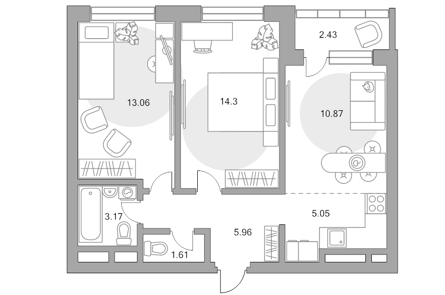 3 ккв (Евро) 56,5 м²
