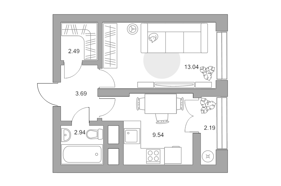 1 ккв 33,9 м²