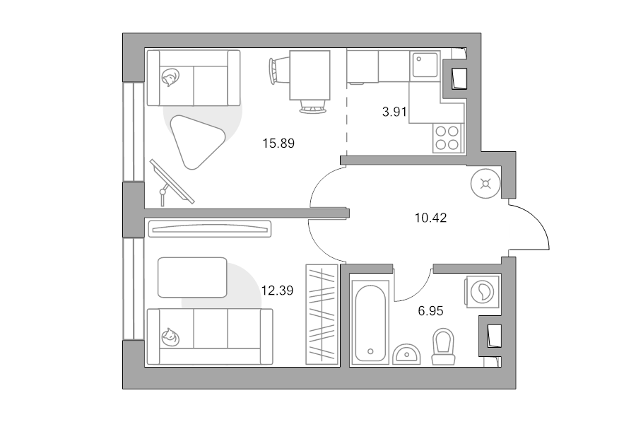 2 ккв (Евро) 60,4 м²