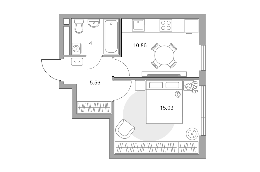 1 ккв 35,5 м²