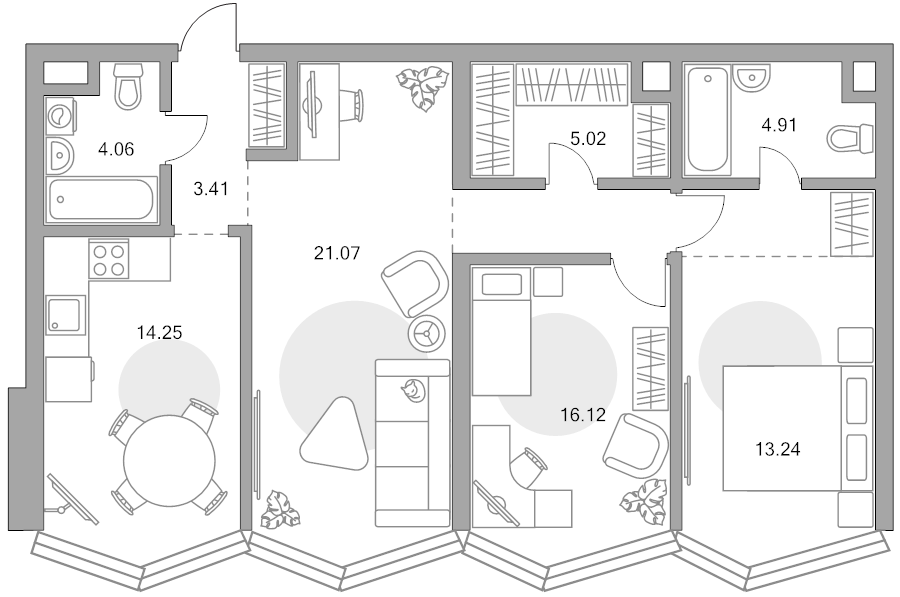 3 ккв 86 м²