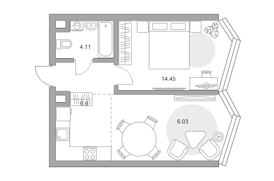 2 ккв (Евро) 42,7 м²